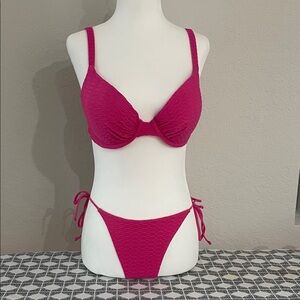 Victoria Secret Swim Pink Textured Bikini Set Top 34D bottom S